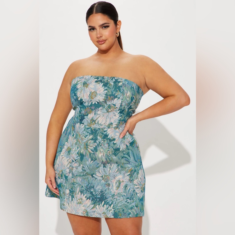 Aphrodites Garden Mini Dress - Blue/combo
